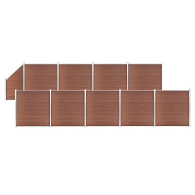 Berkfield Wpc Fence Set 9 Square + 1 Slanted 1657X186 Cm Brown - image 1
