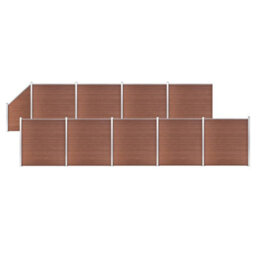 Berkfield Wpc Fence Set 9 Square + 1 Slanted 1657X186 Cm Brown - thumbnail 1