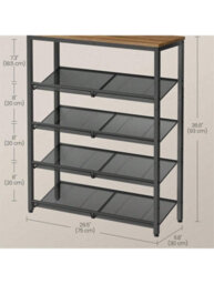 LEDREM Shoe Rack, 5-Tier Shoe Storage With Shelves And Large Top, Adjustable Mesh Shelves, Space-Saving For Entryway, Hallway, Steel - thumbnail 4