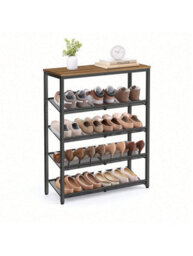 LEDREM Shoe Rack, 5-Tier Shoe Storage With Shelves And Large Top, Adjustable Mesh Shelves, Space-Saving For Entryway, Hallway, Steel - thumbnail 3