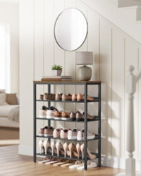 LEDREM Shoe Rack, 5-Tier Shoe Storage With Shelves And Large Top, Adjustable Mesh Shelves, Space-Saving For Entryway, Hallway, Steel - thumbnail 6