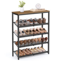 LEDREM Shoe Rack, 5-Tier Shoe Storage With Shelves And Large Top, Adjustable Mesh Shelves, Space-Saving For Entryway, Hallway, Steel - thumbnail 5