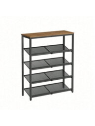 LEDREM Shoe Rack, 5-Tier Shoe Storage With Shelves And Large Top, Adjustable Mesh Shelves, Space-Saving For Entryway, Hallway, Steel - thumbnail 1