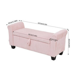 Corduroy Storage Bench Ottoman Footstool Lift Up Seat Bedroom - thumbnail 2