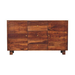 Wyld Haus Bologna Large Sheesham Sideboard, 3 Drawers 2 Doors, Chestnut Finish - thumbnail 2