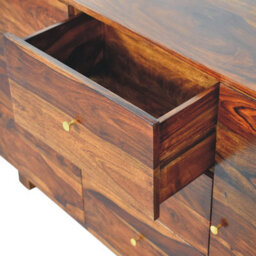 Wyld Haus Bologna Large Sheesham Sideboard, 3 Drawers 2 Doors, Chestnut Finish - thumbnail 7