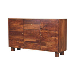 Wyld Haus Bologna Large Sheesham Sideboard, 3 Drawers 2 Doors, Chestnut Finish - thumbnail 4