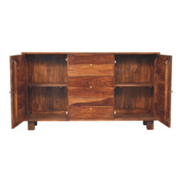 Wyld Haus Bologna Large Sheesham Sideboard, 3 Drawers 2 Doors, Chestnut Finish - thumbnail 9