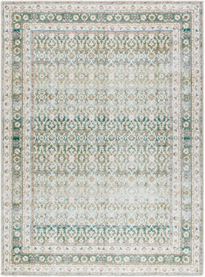 Livabliss Our Pnw Home Rainier-Washable Green Beige Brown Traditional Boho Vintage Living Dining Bedroom Rug 160 X 220 Cm Easy Care - image 1