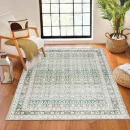 Livabliss Our Pnw Home Rainier-Washable Green Beige Brown Traditional Boho Vintage Living Dining Bedroom Rug 160 X 220 Cm Easy Care - thumbnail 2