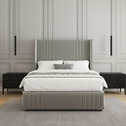 REGIONAL FURNISHINGS Divan Bed Set Silver Plush Velvet Upholstered 54Inch Headboard 2Drawersfootend & Mattress In Double King 4Ft 6Ft Sizes - thumbnail 2