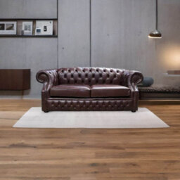 Chesterfield 2 Seater Sofa Old English Dark Brown Leather In Buckingham Style - thumbnail 2