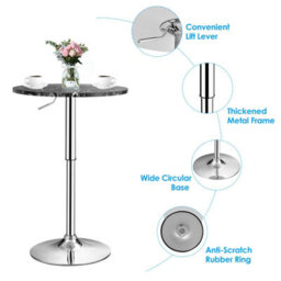 Gainoom 2Pcs Modern Bar Table Multifunctional Round Pub Table-Black - thumbnail 6