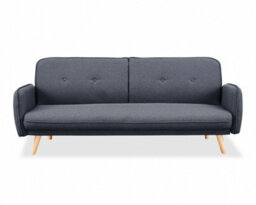 Home Detail Belmont 3 Seater Fabric Sofa Bed With Natural Wooden Legs Tufted Backrest, Charcoal - thumbnail 2