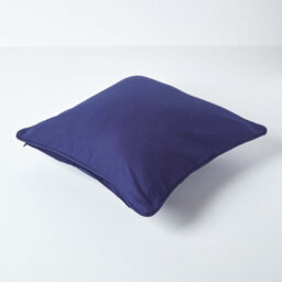 Homescapes Cotton Plain Navy Blue Cushion Cover, 60 X 60 Cm - thumbnail 3