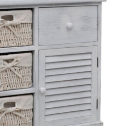 Berkfield Wooden Cabinet 3 Left Weaving Baskets White - thumbnail 5