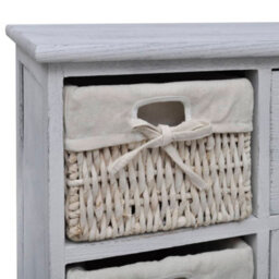 Berkfield Wooden Cabinet 3 Left Weaving Baskets White - thumbnail 4