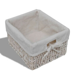 Berkfield Wooden Cabinet 3 Left Weaving Baskets White - thumbnail 6