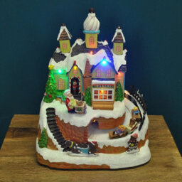 Selections Christmas Village Bakery Scene Ornament With Lights Moving Children's Train And Sound - thumbnail 1