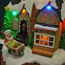 Selections Christmas Village Bakery Scene Ornament With Lights Moving Children's Train And Sound - thumbnail 4