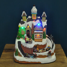 Selections Christmas Village Bakery Scene Ornament With Lights Moving Children's Train And Sound - thumbnail 7