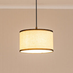 Valuelights Eva Natural Linen Fabric With Black Trim Small Drum Light Shade (D)25Cm - thumbnail 2