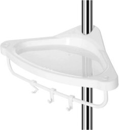 Adjustable Bathroom Corner Shelf, Telescopic Shower Caddy, Floor To Ceiling, White And Silver - thumbnail 4