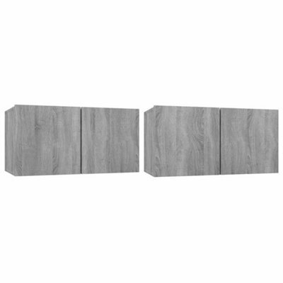 Berkfield Modern Hanging Tv Cabinet Grey Sonoma 2 Pcs 60X30X30 Cm Engineered Wood - image 1