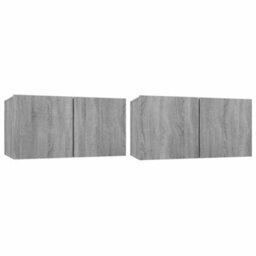 Berkfield Modern Hanging Tv Cabinet Grey Sonoma 2 Pcs 60X30X30 Cm Engineered Wood - thumbnail 1