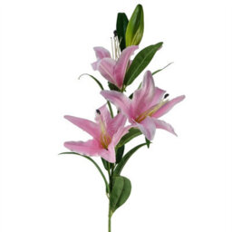 Leaf Pack Of 6 X 100Cm Large Pink Lily Stem - 18 Flowers - thumbnail 6