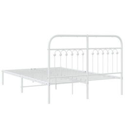 Berkfield Metal Bed Frame Without Mattress With Headboard White 140X190Cm - thumbnail 6