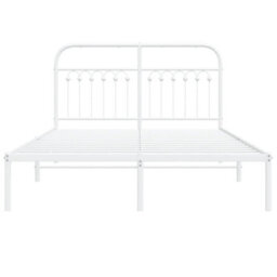 Berkfield Metal Bed Frame Without Mattress With Headboard White 140X190Cm - thumbnail 4