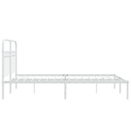 Berkfield Metal Bed Frame Without Mattress With Headboard White 140X190Cm - thumbnail 5