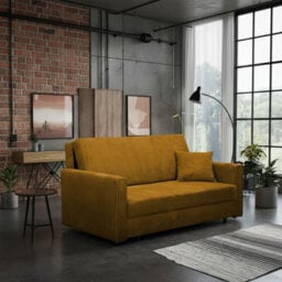 Viva Bis Iii Premium Sofa Bed For Living Room Chipboard Frame Polyurethane Foam Wave Springs 153X85X98Cm Mustard - thumbnail 1