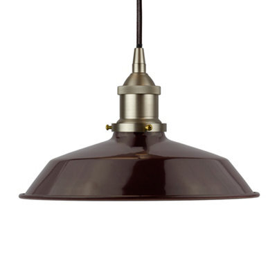 Burgundy Red Small Trinity Metal Painted Dome Pendant Light With Brushed Chrome Lamp Holder And Black Round Cable - Se Home - image 1