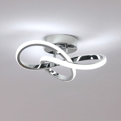 Pheashine Chrome Aluminium Clover Led Flush Mount Ceiling Light 30W Cool White 6500K For Bedroom,kitchen,hallway,living Room - image 1