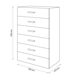 GoodHome Atomia Freestanding White No Effect 6 Drawer Chest (H)1125mm (W)750mm (D)450mm - thumbnail 4