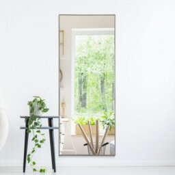 Mirroroutlet Manhattan Pewter / Silver Aluminium Framed Modern Wall Mirror 153 X 61.5Cm - thumbnail 1