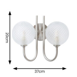 Valuelights Elle Brushed Chrome 2 Way Ip44 Bathroom Glass Shade Wall Light With Led Bulbs - thumbnail 7