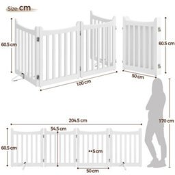 Yaheetech 4 Panel Freestanding Wooden Fence With Door - White - thumbnail 4