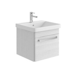 Plum&clay Emery Textured White Wall Hung Bathroom Vanity Unit & Basin Set With Chrome Handles (W)50Cm (H)46Cm