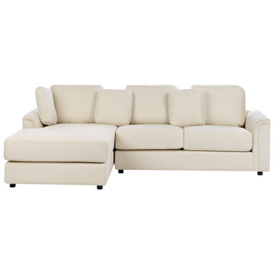 Beliani Corner Sofa 4 Seater Kohlo Fabric Light Beige Right Hand - image 1