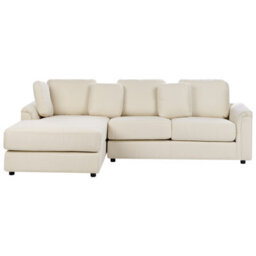 Beliani Corner Sofa 4 Seater Kohlo Fabric Light Beige Right Hand - thumbnail 1