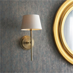 Loops 2 Pack Indoor Antique Brass Plate Wall Light - Ivory Linen Mix Fabric Shade - Dimmable 6W Led E14 - thumbnail 3