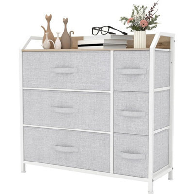 Chest Of Drawers 6-Drawer Fabric Storage Bedroom Closet Light Grey - image 1