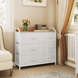 Chest Of Drawers 6-Drawer Fabric Storage Bedroom Closet Light Grey - thumbnail 4