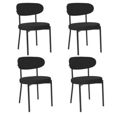 4 X Black Velvet Dining Chairs Velvet Seat Chairs Plush Velvet Seat And Backrest - image 1