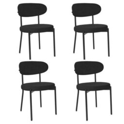 4 X Black Velvet Dining Chairs Velvet Seat Chairs Plush Velvet Seat And Backrest