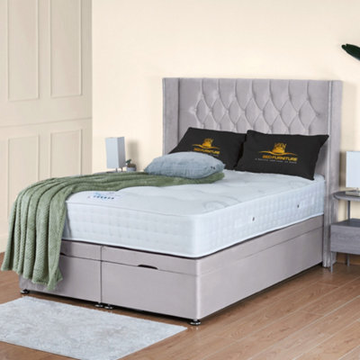 UKBEDFURNITURE Francesca Plush Silver End Opening Divan Ottoman Bed With 54 Inch Headboard - image 1