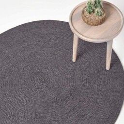 Homescapes Grey And Black Melange Braided Rug, 150 Cm Round - thumbnail 1